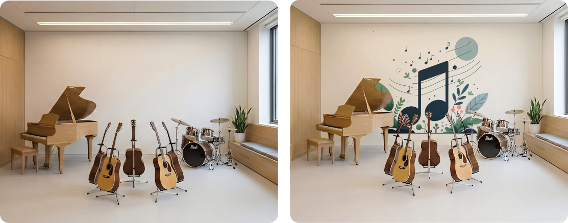 Music room wall mural graphic printing